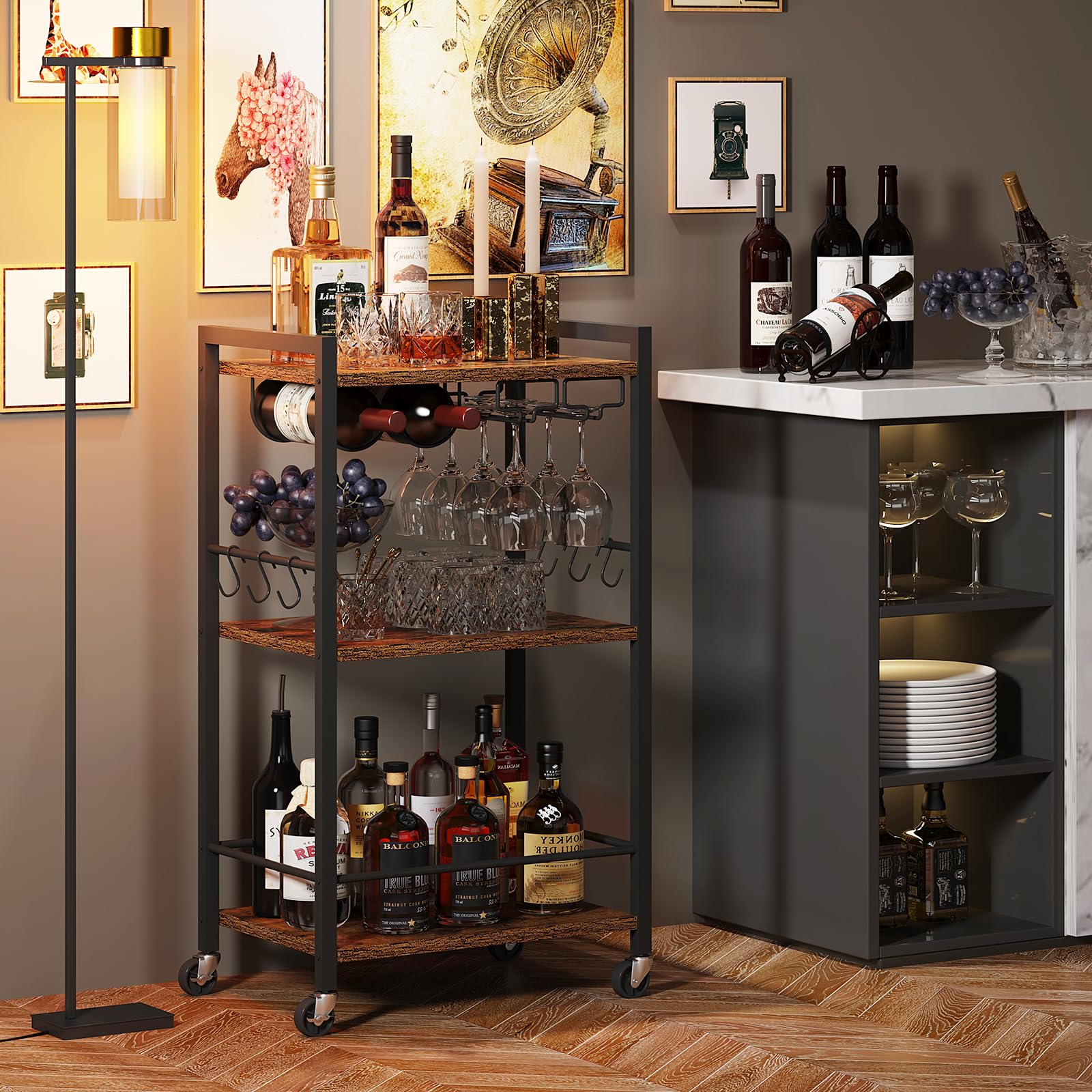 TUTOTAK Bar Cart dimensions 118x17x33 fit into compact spaces