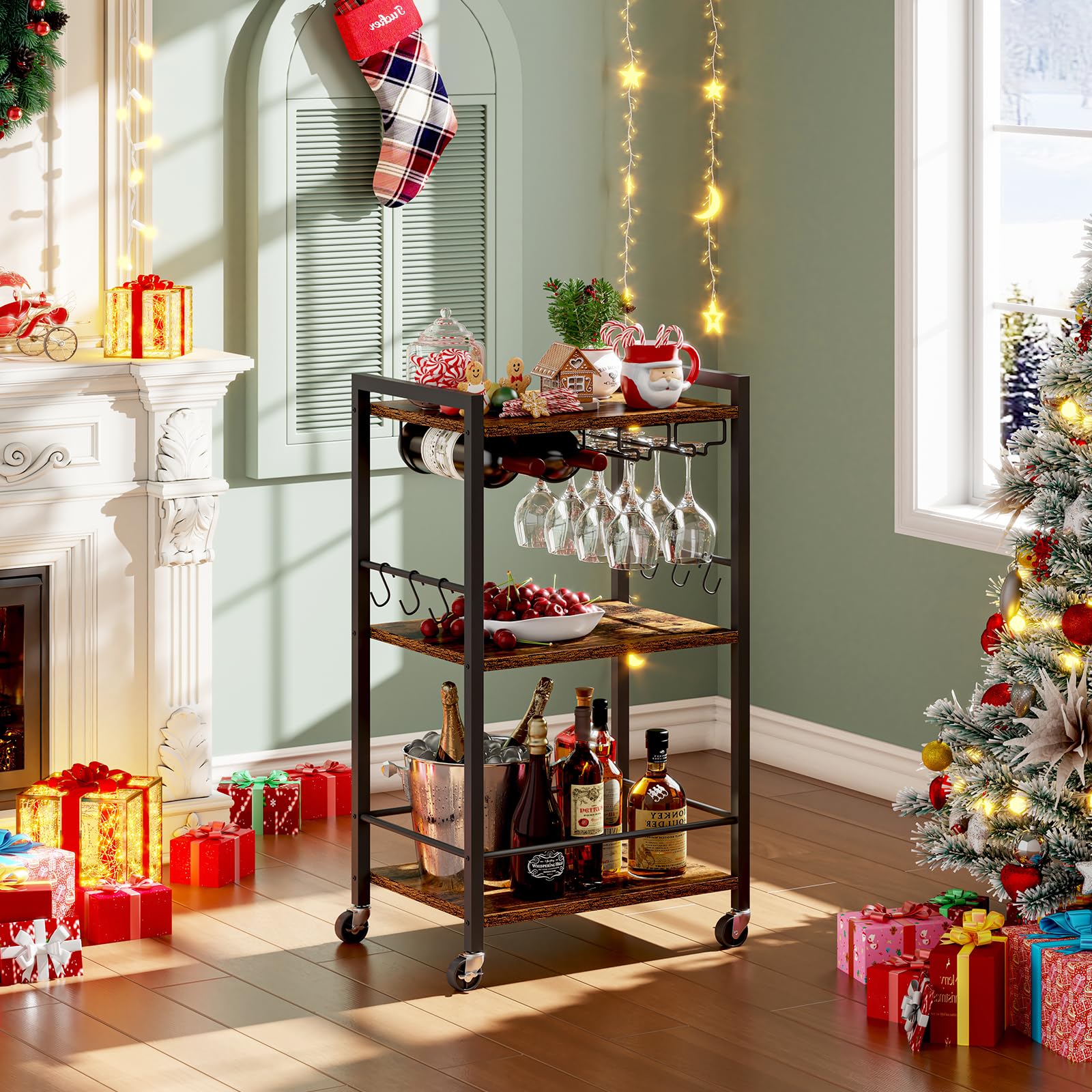 TUTOTAK Bar Cart easy assembly shown with included hardware
