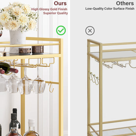 TUTOTAK bar cart first-tier wine glass storage keeps glassware secure.