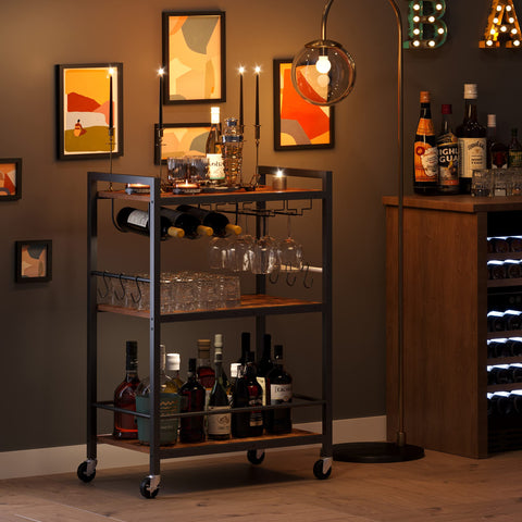 TUTOTAK Bar Cart handle and hooks providing convenient hanging options.