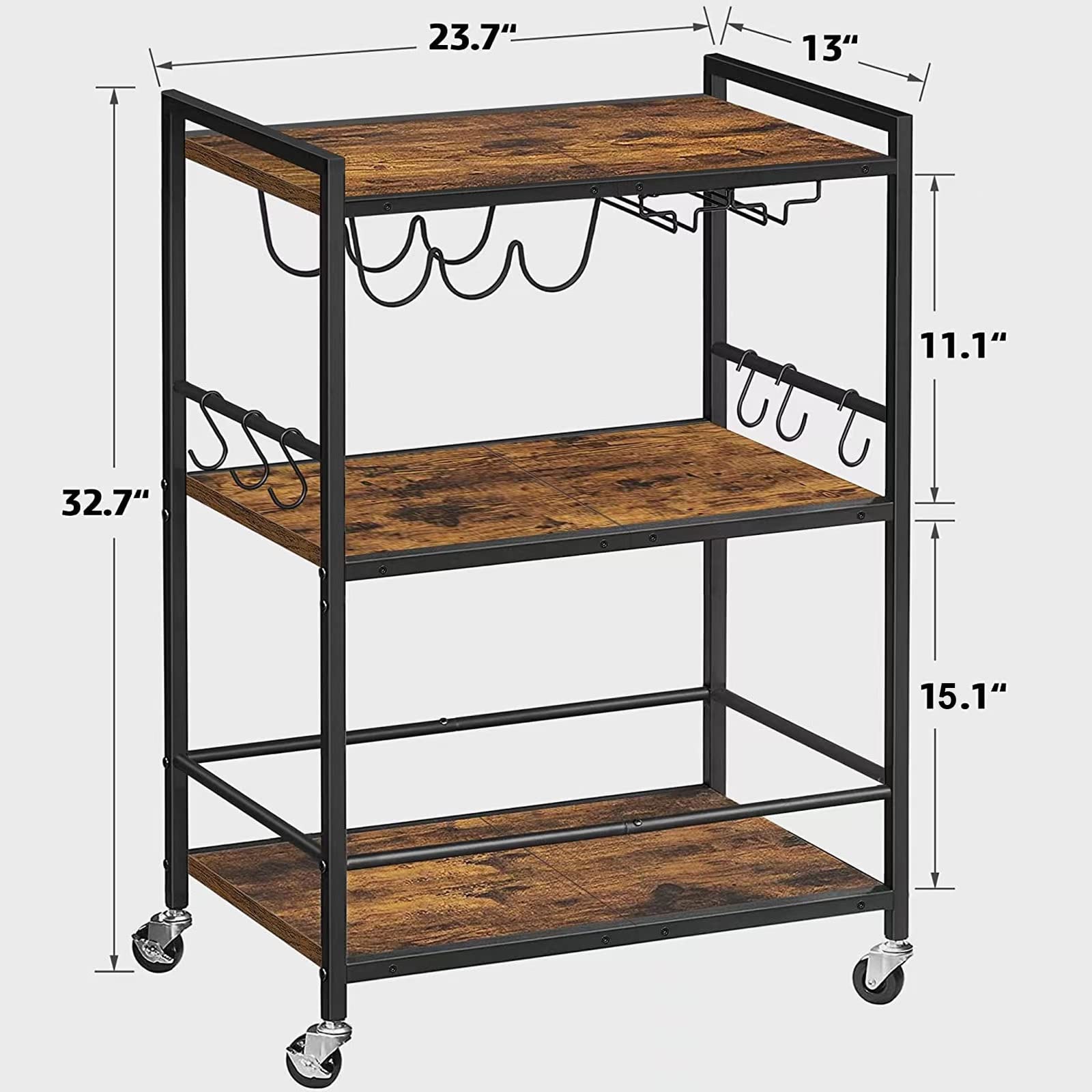 TUTOTAK Bar Cart large capacity shelves for drinks and snacks.