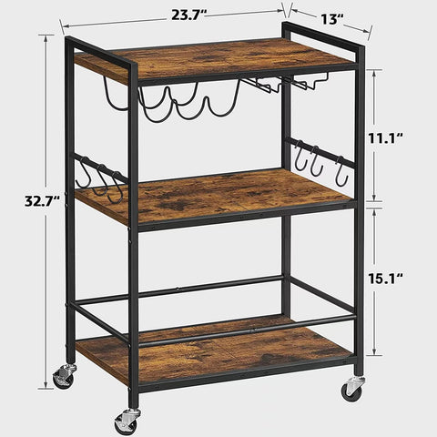 TUTOTAK Bar Cart large capacity shelves for drinks and snacks.