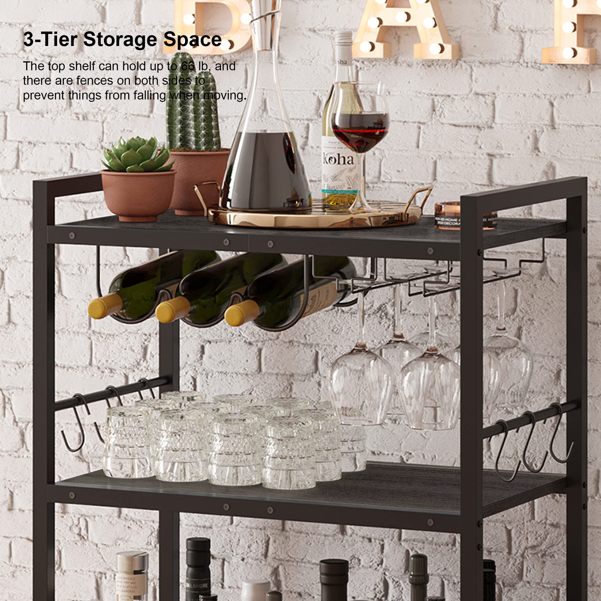 TUTOTAK bar cart microwave cart option adds versatility in the kitchen
