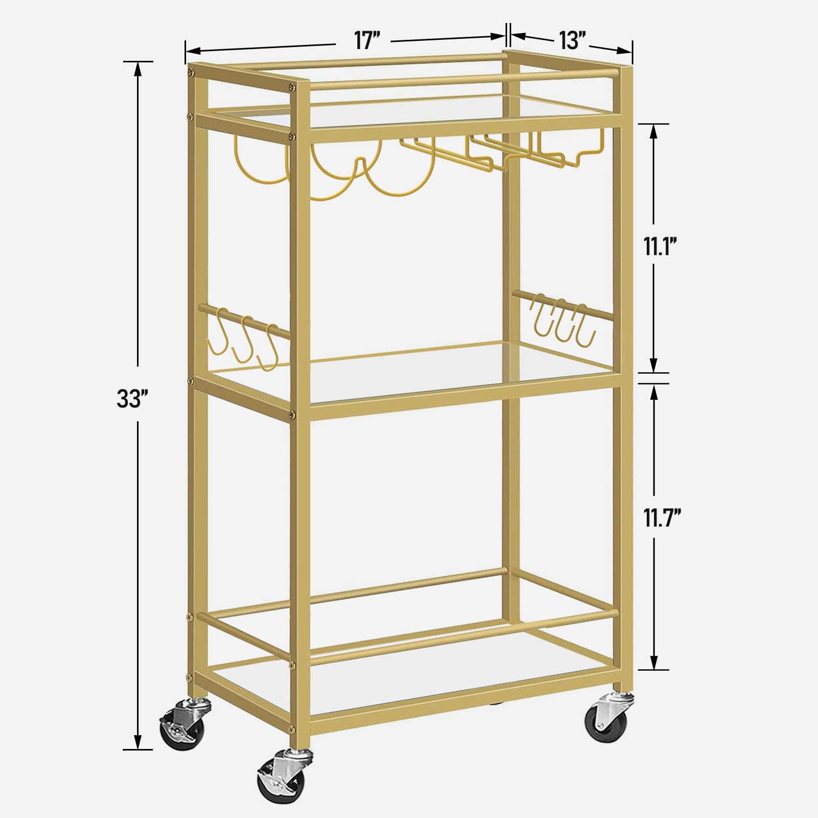 TUTOTAK bar cart mirrored shelves reflect ambient lighting beautifully