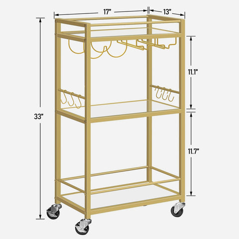 TUTOTAK bar cart mirrored shelves reflect ambient lighting beautifully