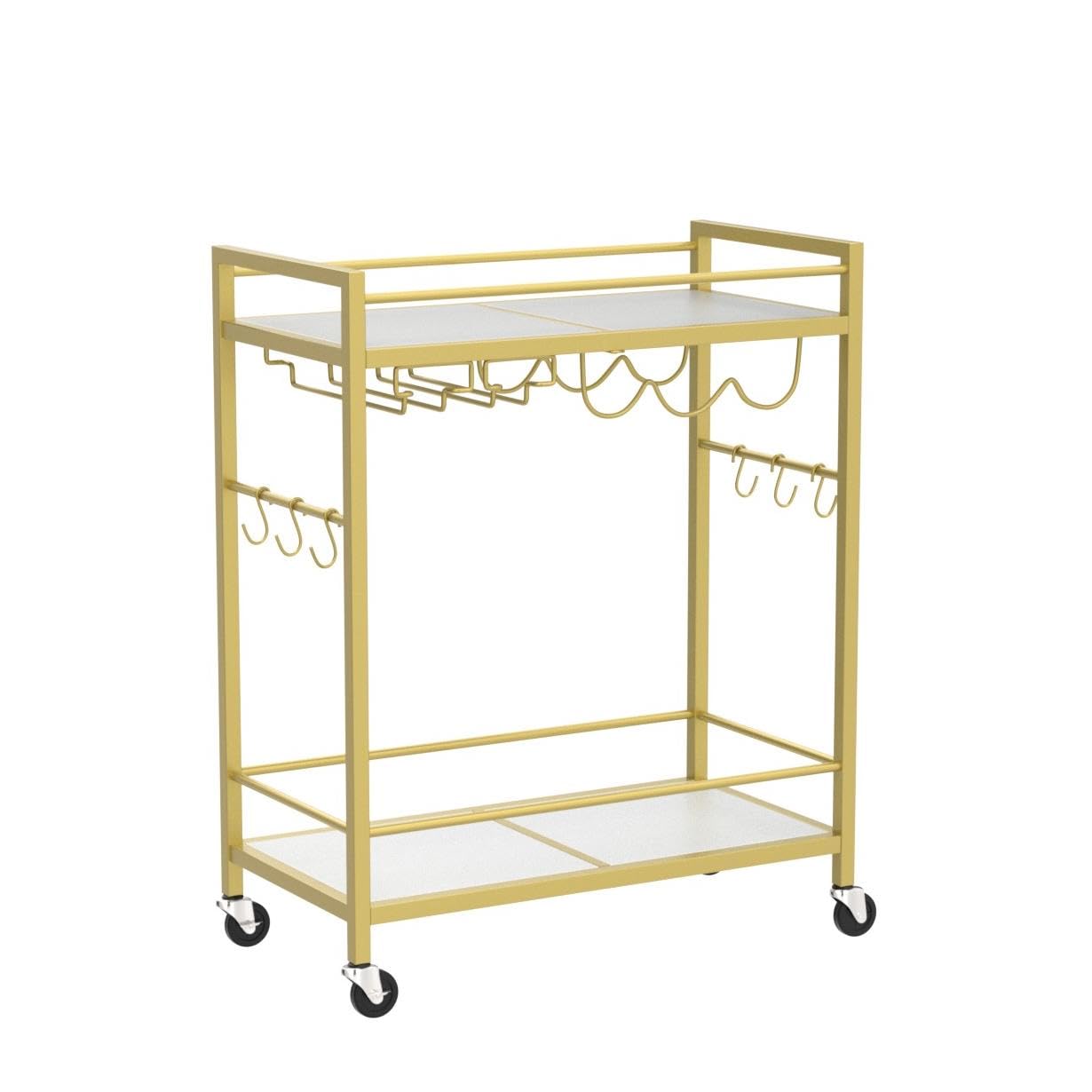 TUTOTAK bar cart protective fence protects bottles on the bottom shelf.