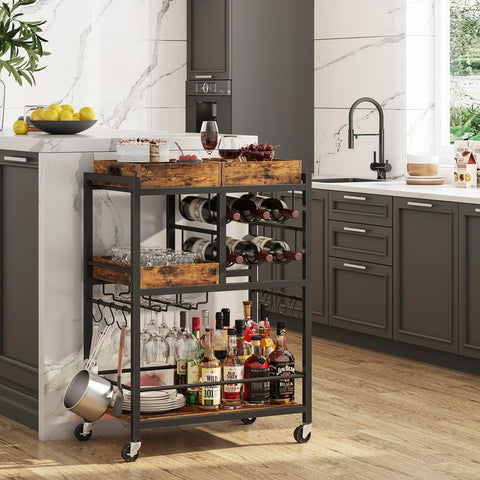 TUTOTAK bar cart on smooth rolling wheels for flexible placement