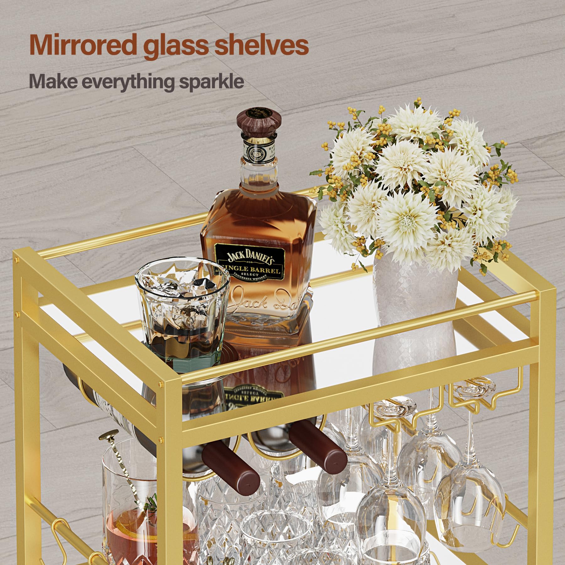 TUTOTAK bar cart 6 S-hooks organize mugs and towels neatly
