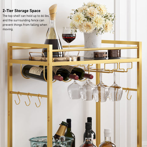 TUTOTAK bar cart three-shelf design for drinks and snacks.