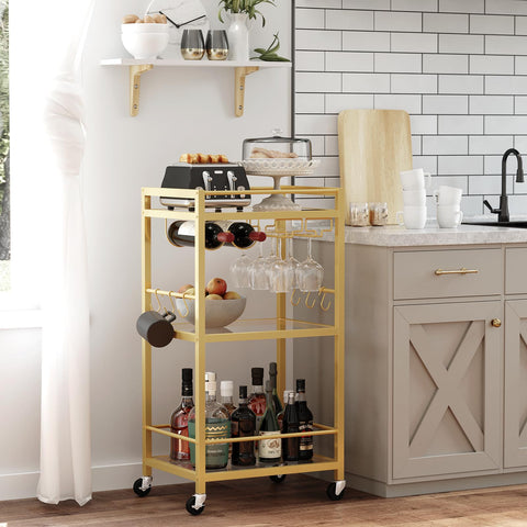 TUTOTAK bar cart wine glass rack holds up to six glasses securely