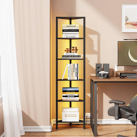 TUTOTAK black corner shelf uses an L-shaped design to maximize room corners