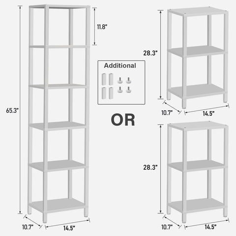 TUTOTAK 6-tier shelves hold books, photos, and decor neatly.