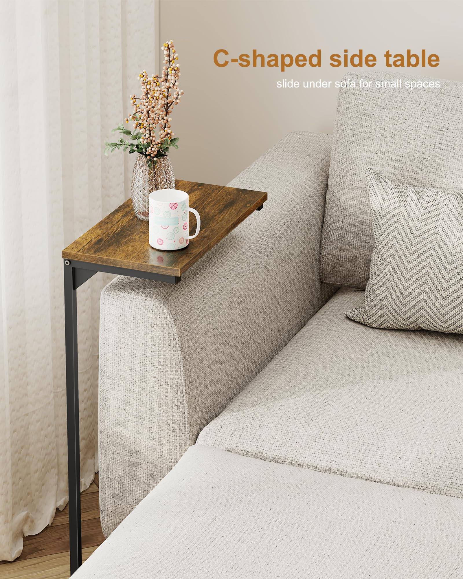 TUTOTAK C-Shaped End Table compact design fits small spaces.