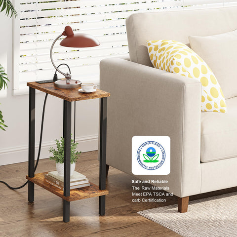 TUTOTAK end table with two-tier storage shelves for organized living spaces