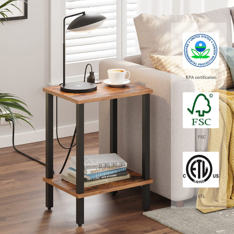 TUTOTAK End Table adjustable feet protect floors on uneven surfaces