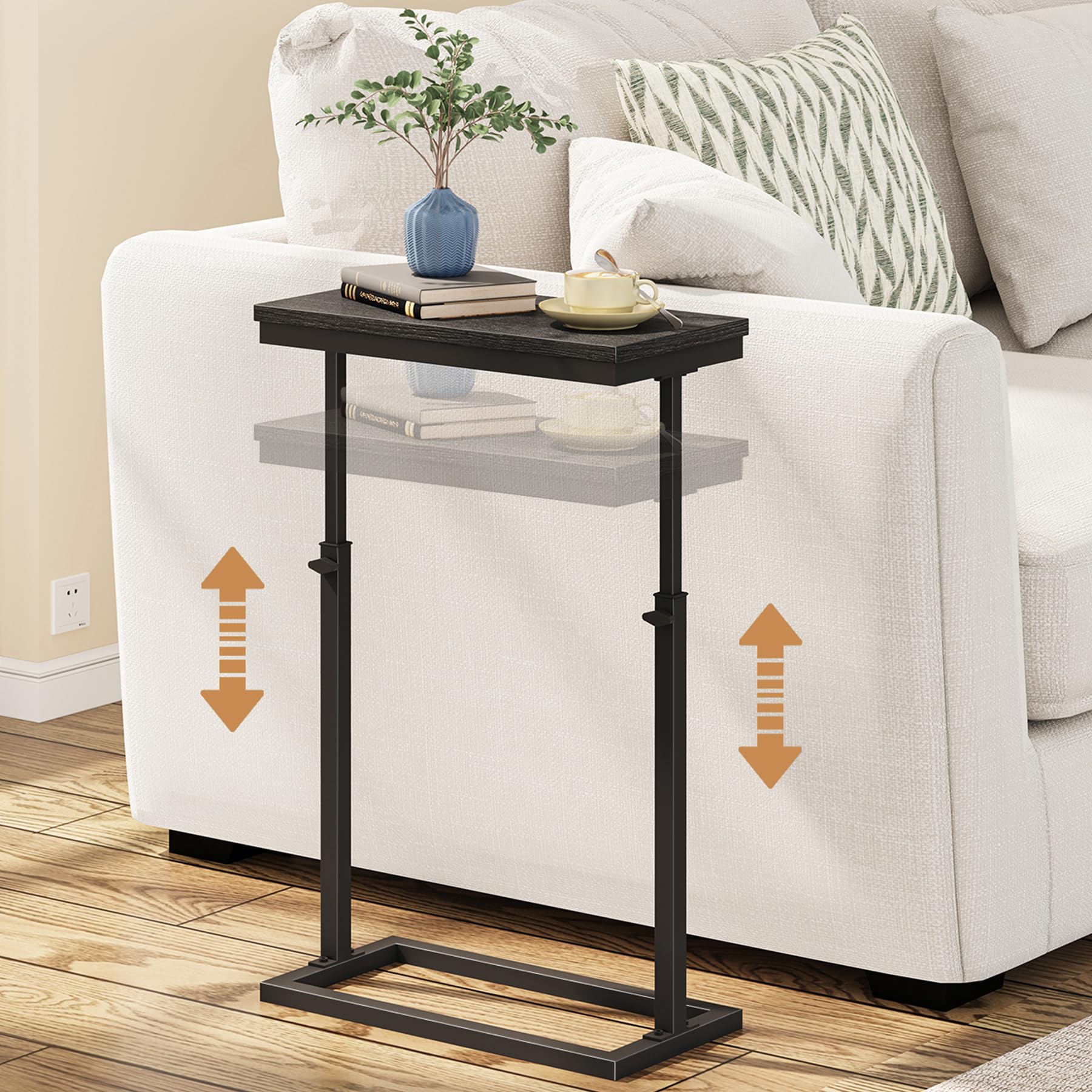 TUTOTAK End Table adjustable height beside a sofa for laptop use