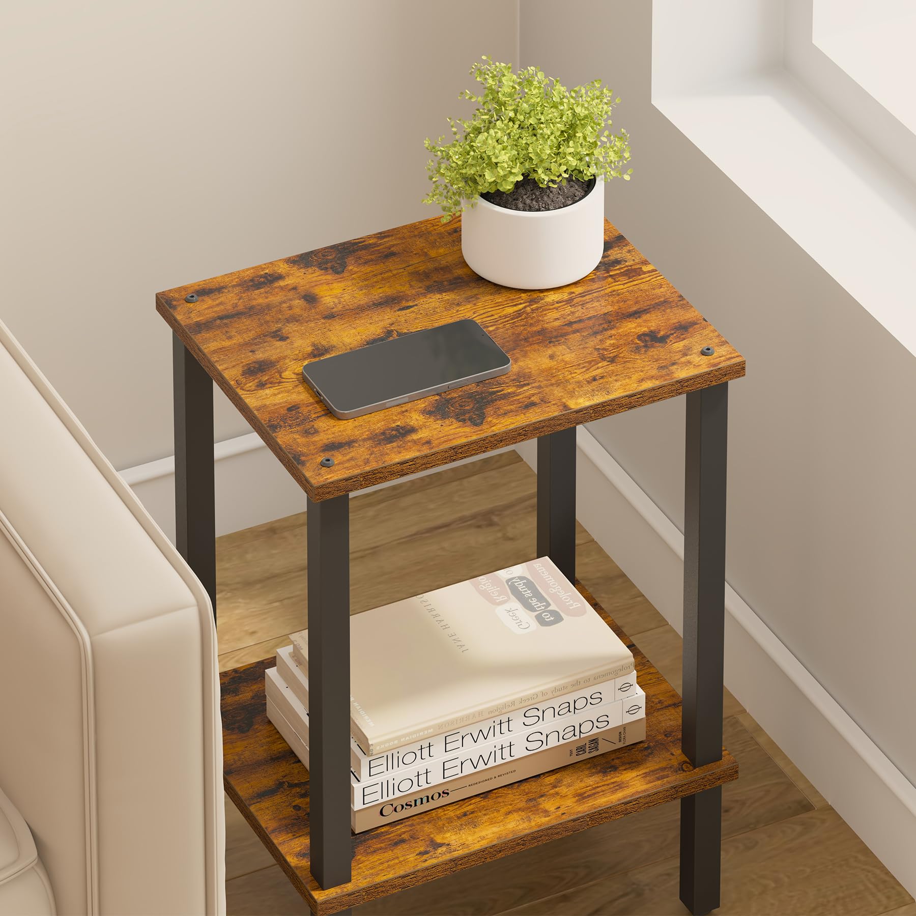 TUTOTAK End Table as bedroom nightstand with convenient storage