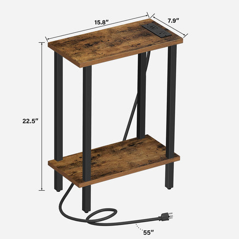TUTOTAK bedside setup showing slim nightstand use and open shelf storage