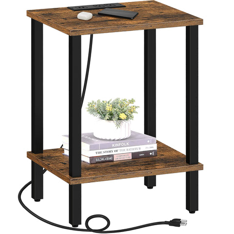 TUTOTAK end table with charging station beside sofa for convenient power access.
