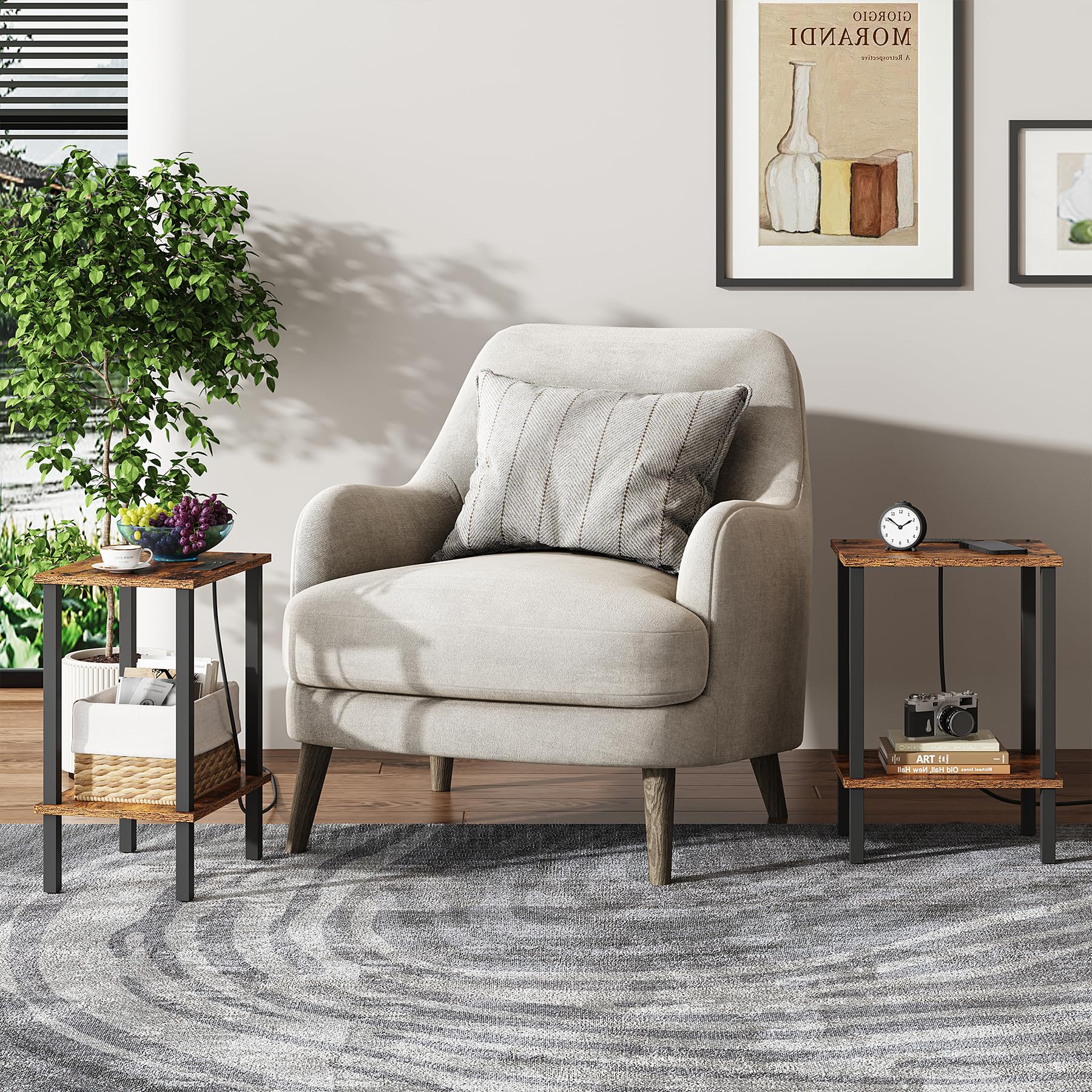 TUTOTAK End Table compact storage footprint in small space