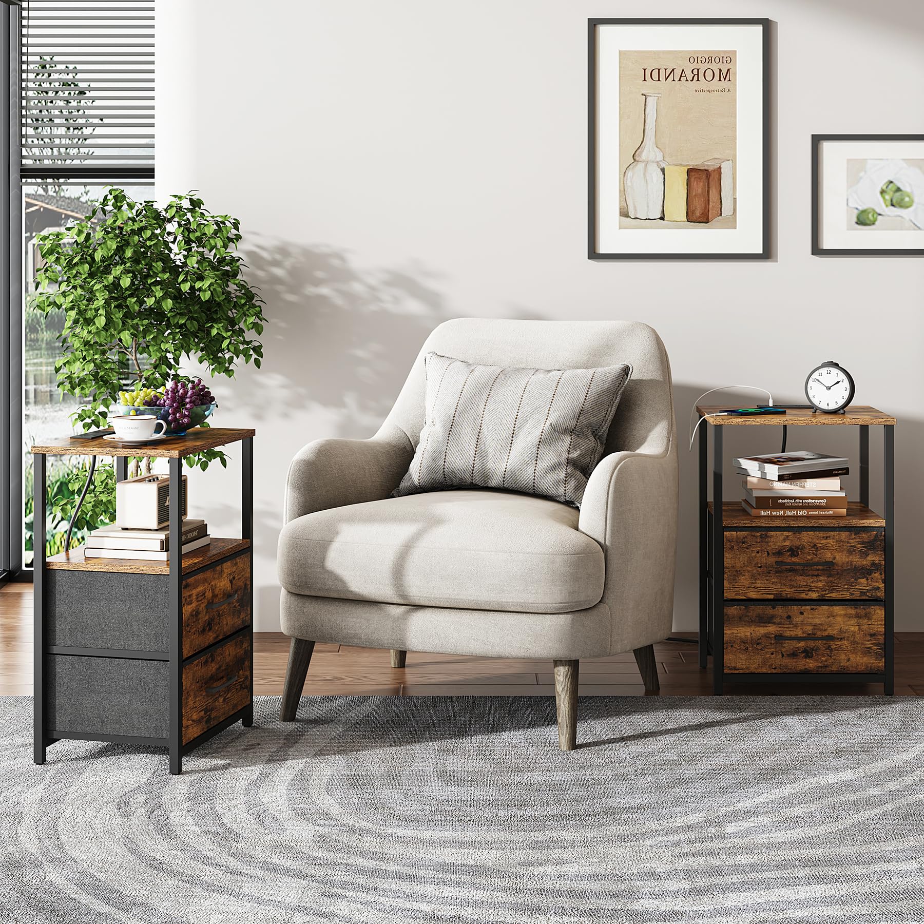 TUTOTAK end table adjustable feet protect floors on uneven surfaces.