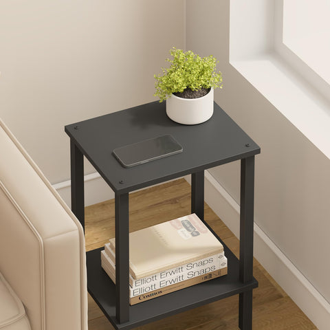 TUTOTAK End Table two-tier storage stores magazines, remotes, and books neatly.