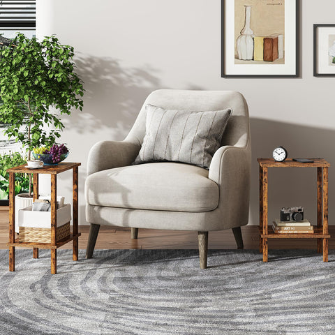 TUTOTAK End Table packaging assembly shows simple, tool-free setup.