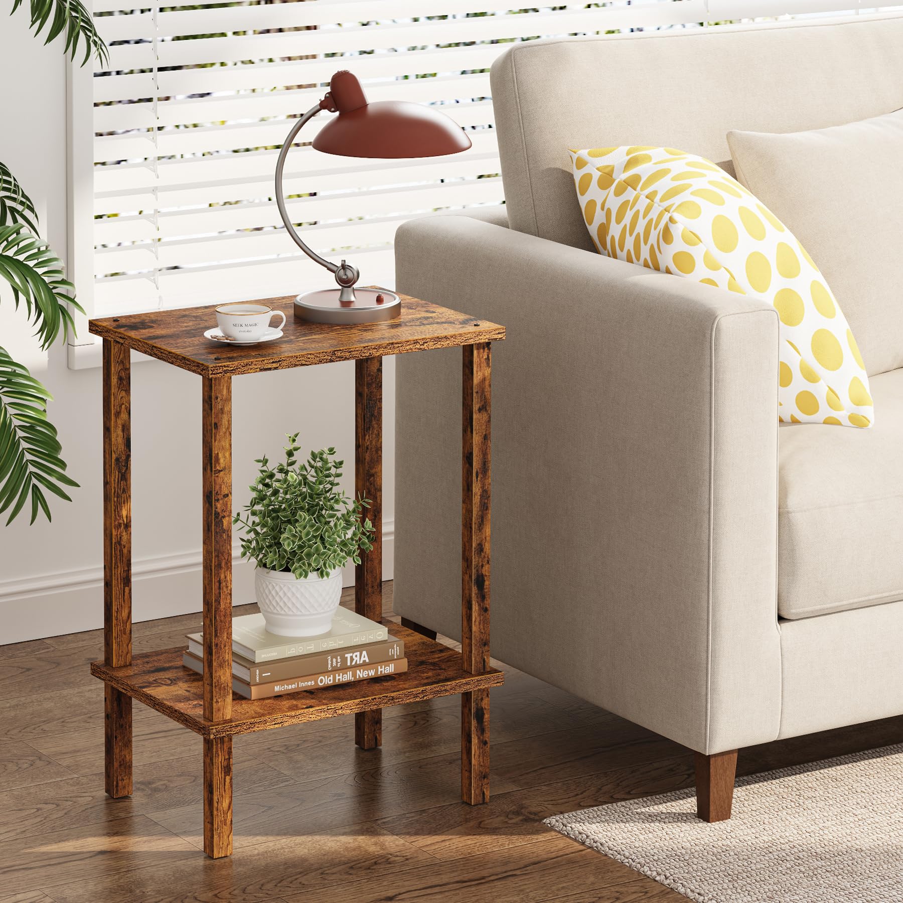 TUTOTAK End Table side angle demonstrates easy access to essentials.