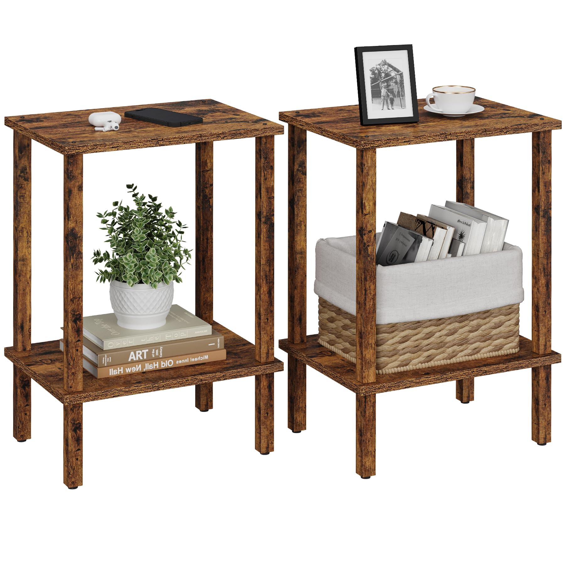 TUTOTAK End Table top view highlights 2-tier storage for compact living spaces.