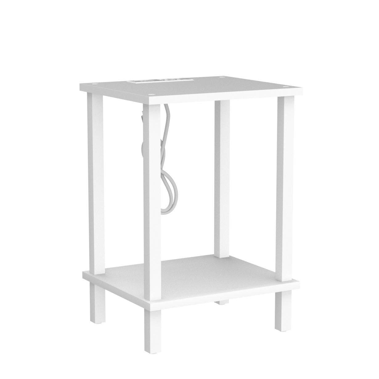 TUTOTAK end table white compact dimensions shown in a cozy corner