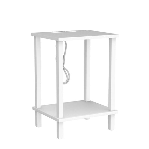 TUTOTAK end table white compact dimensions shown in a cozy corner