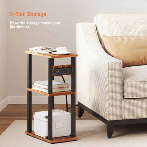 TUTOTAK end table with wheels and adjustable feet for easy positioning