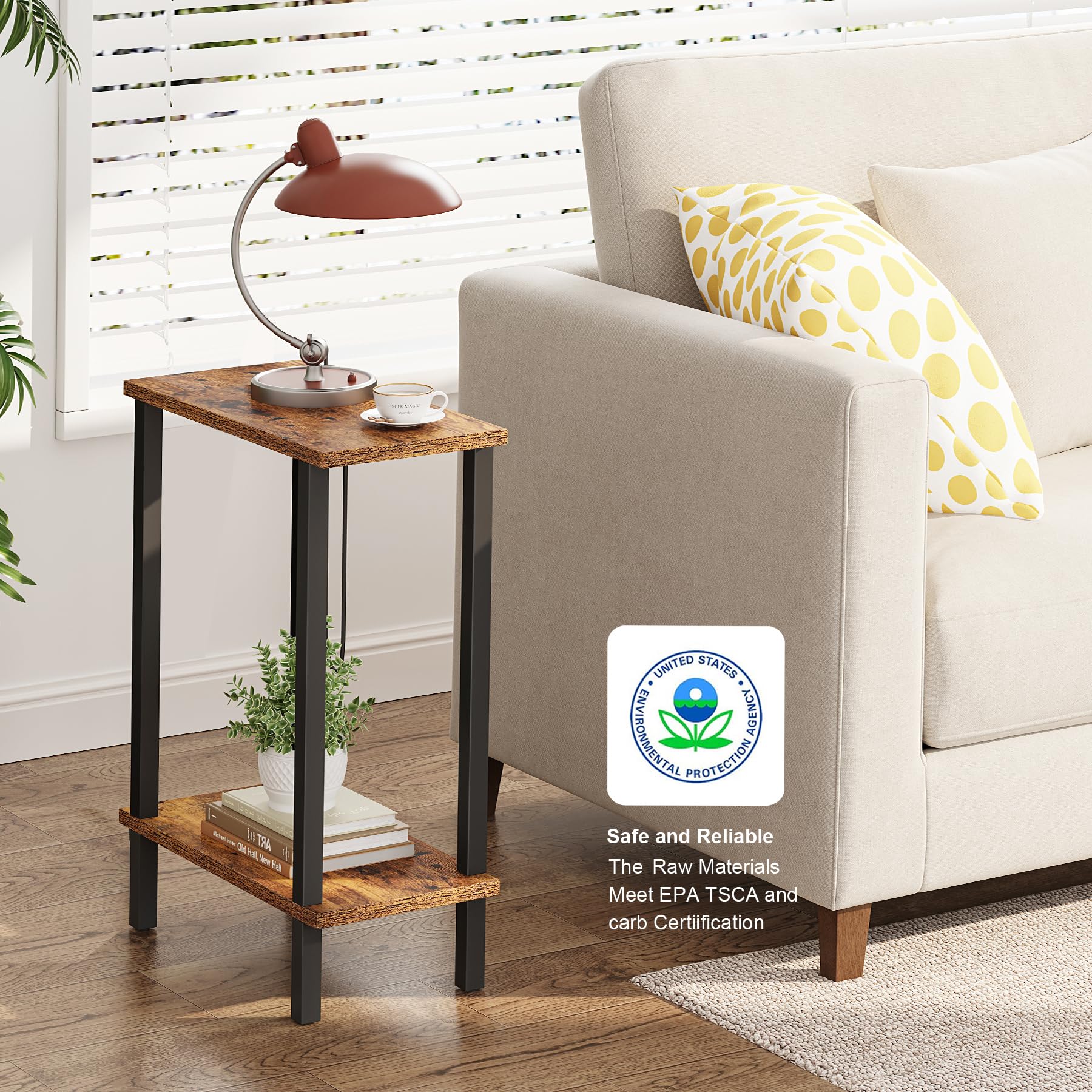 TUTOTAK narrow nightstand assembly image, ready for quick setup