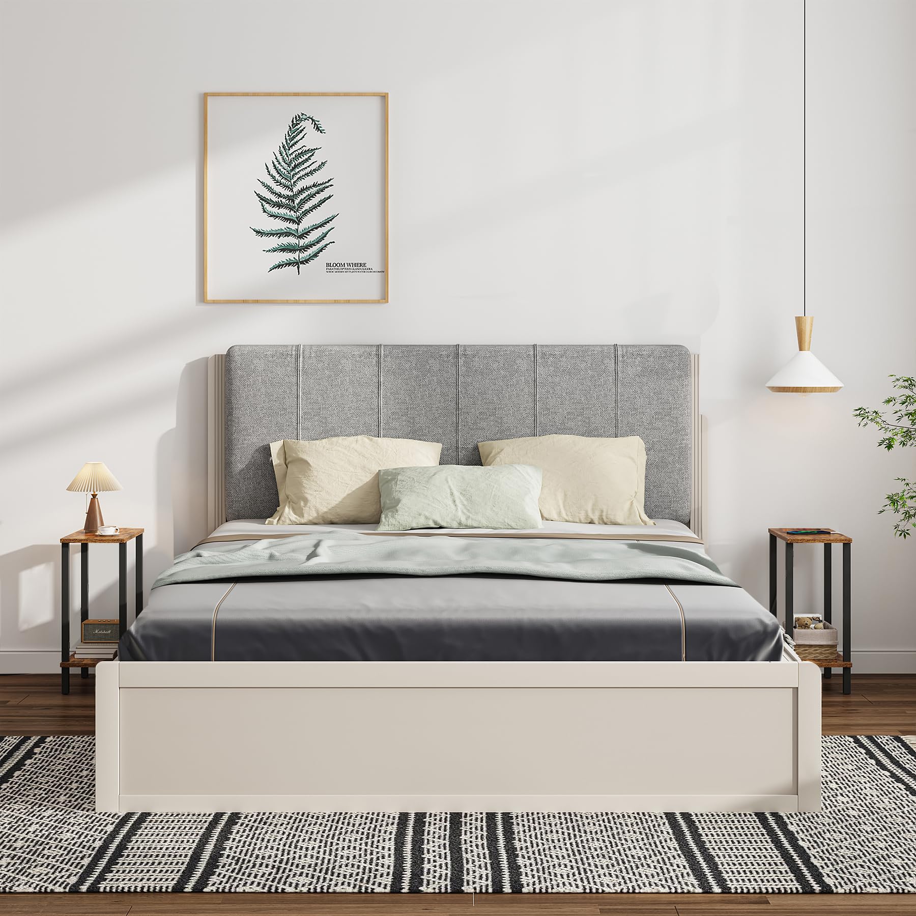 TUTOTAK skinny end table in living room setting, fits along sofa edge