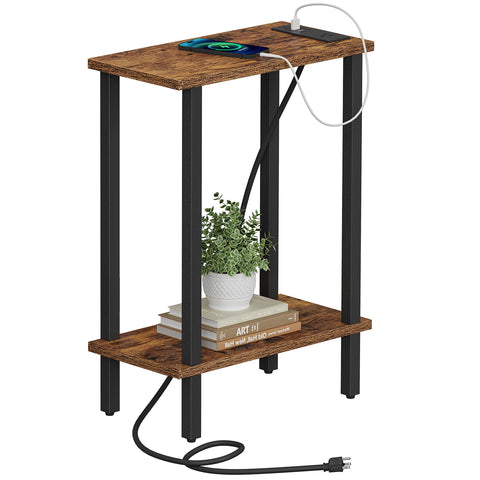 TUTOTAK small end table with charging station top view showing accessible outlets and USB ports for tidy charging