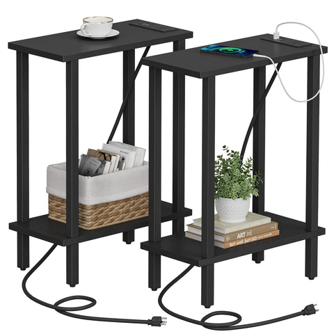 TUTOTAK small end table with charging station for convenient device charging