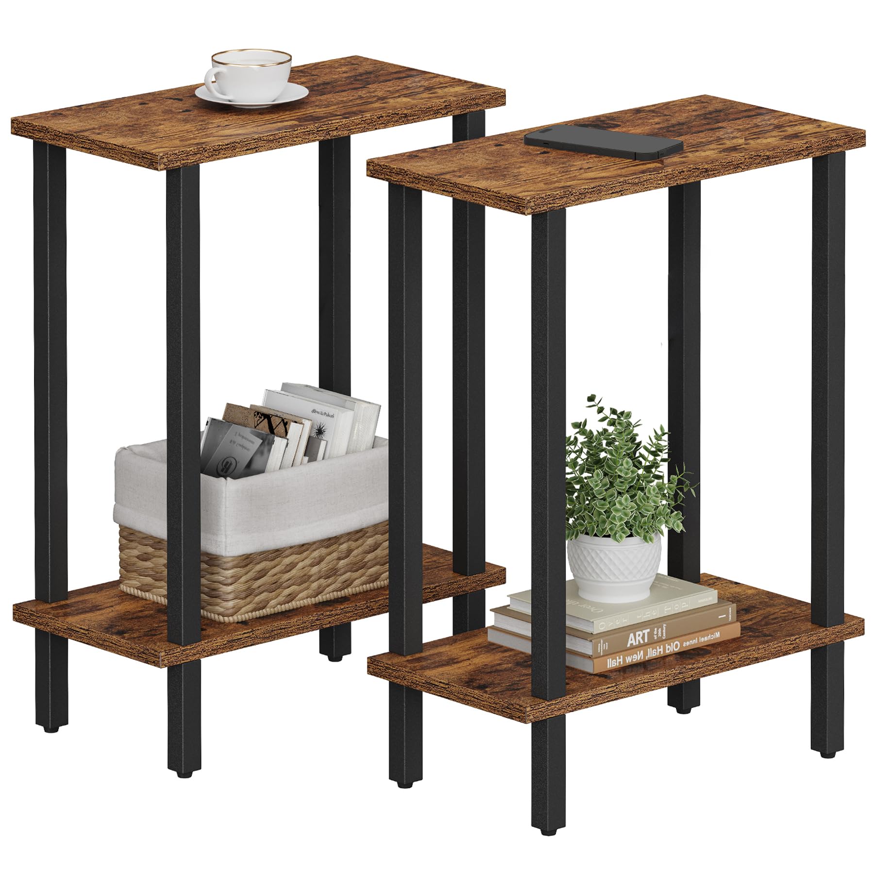 TUTOTAK small side table with top shelf shown, ideal for compact living spaces and easy serving