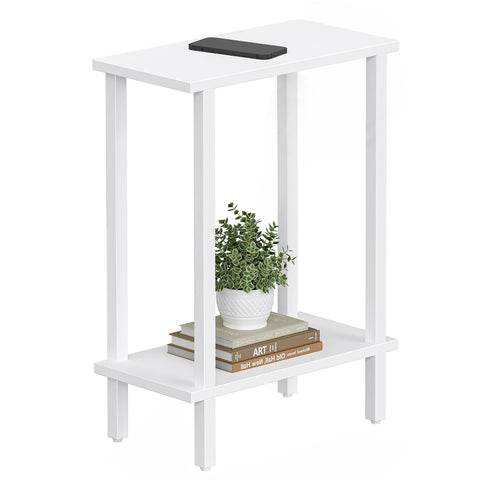TUTOTAK small side table in white, front view, ideal for compact living spaces.