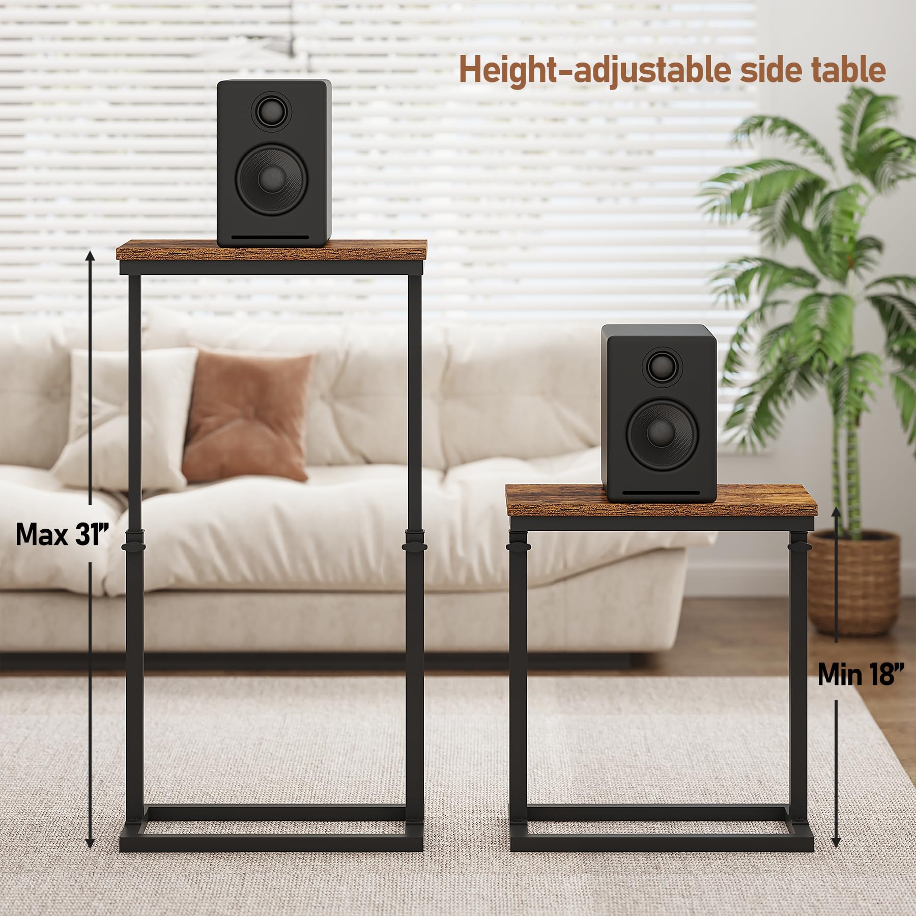 TUTOTAK Sofa Table in living room layout for coffee and remotes.