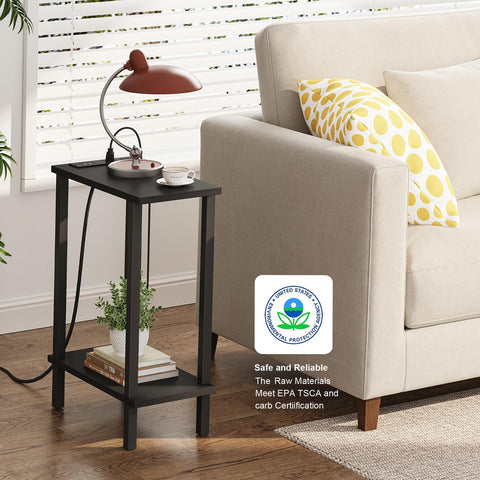 TUTOTAK TB01BK060 slim nightstand ideal beside sofa for accessible outlets.
