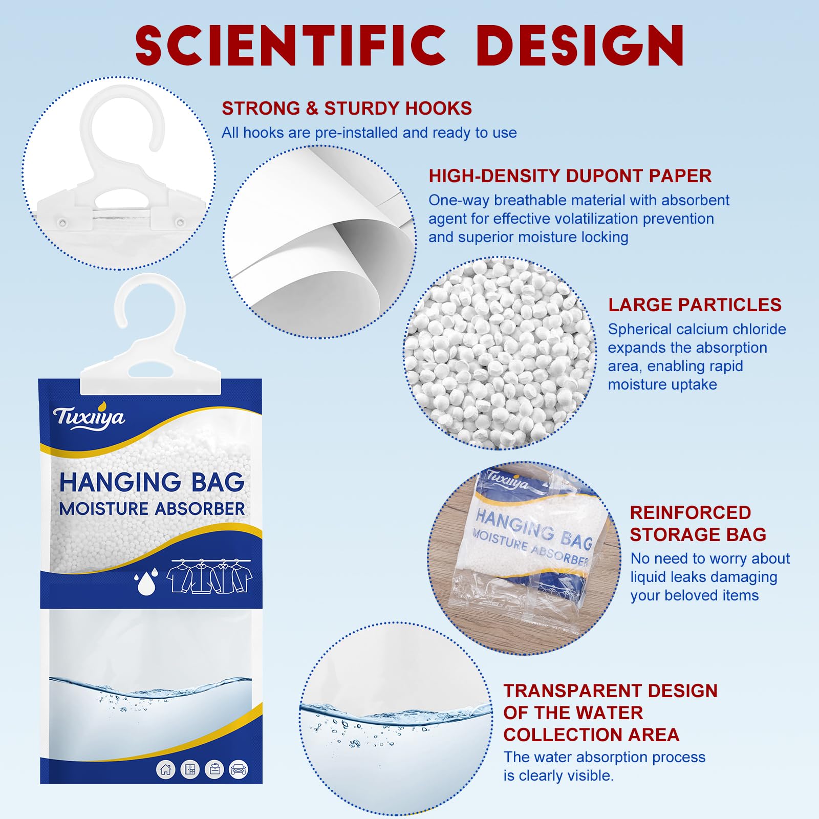 TUXIYA moisture absorber bag in bathroom helps reduce damp odors.