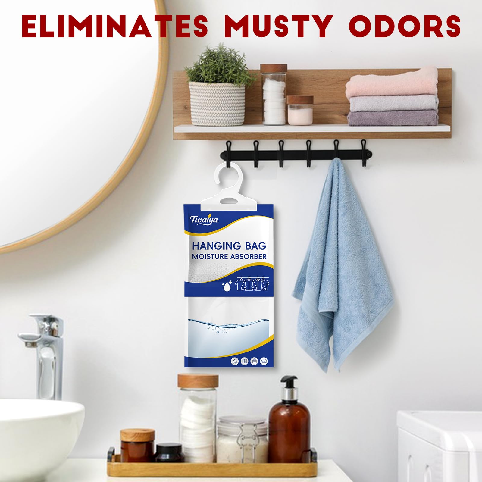 TUXIYA moisture absorber bag collection reservoir clearly shows moisture.