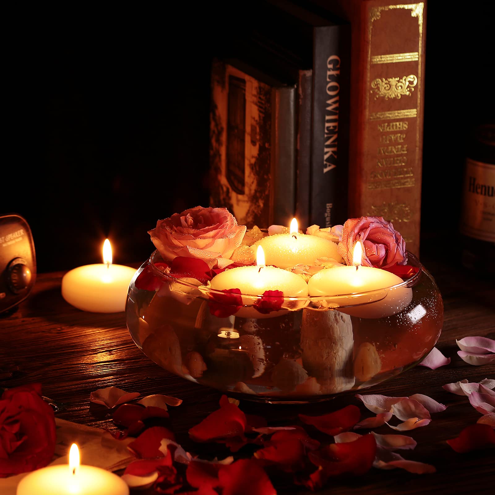 Tuyai dripless wax floating candles pack adds elegant, safe lighting for events.