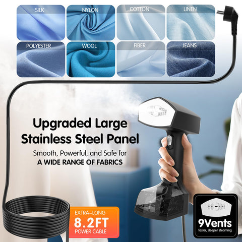 TUZOXU 2-in-1 steamer for vertical and horizontal use.