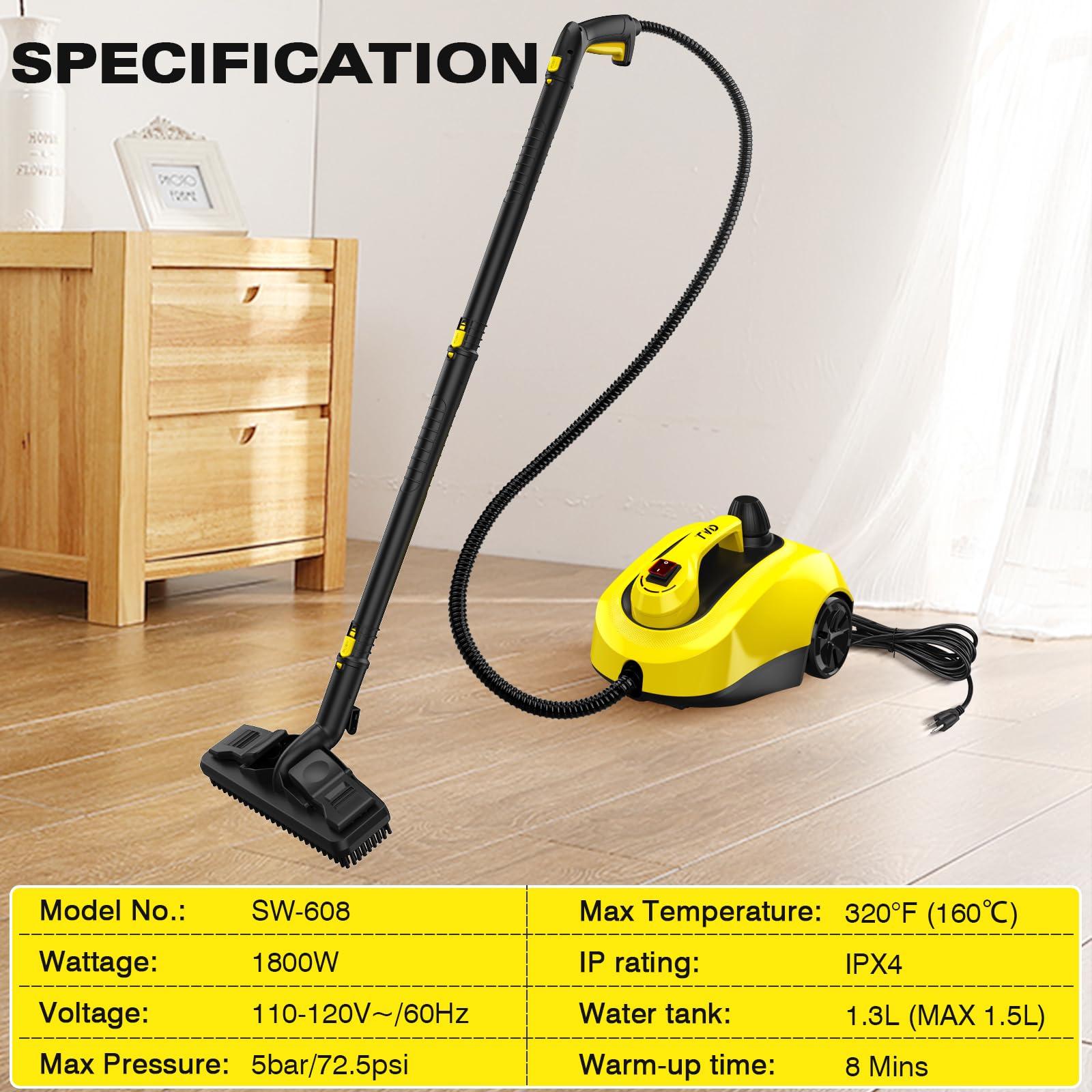 TVD Steam Cleaner storage bag keeps tools organized.