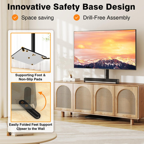 TVON built-in cable management hides wires for a clean, organized setup