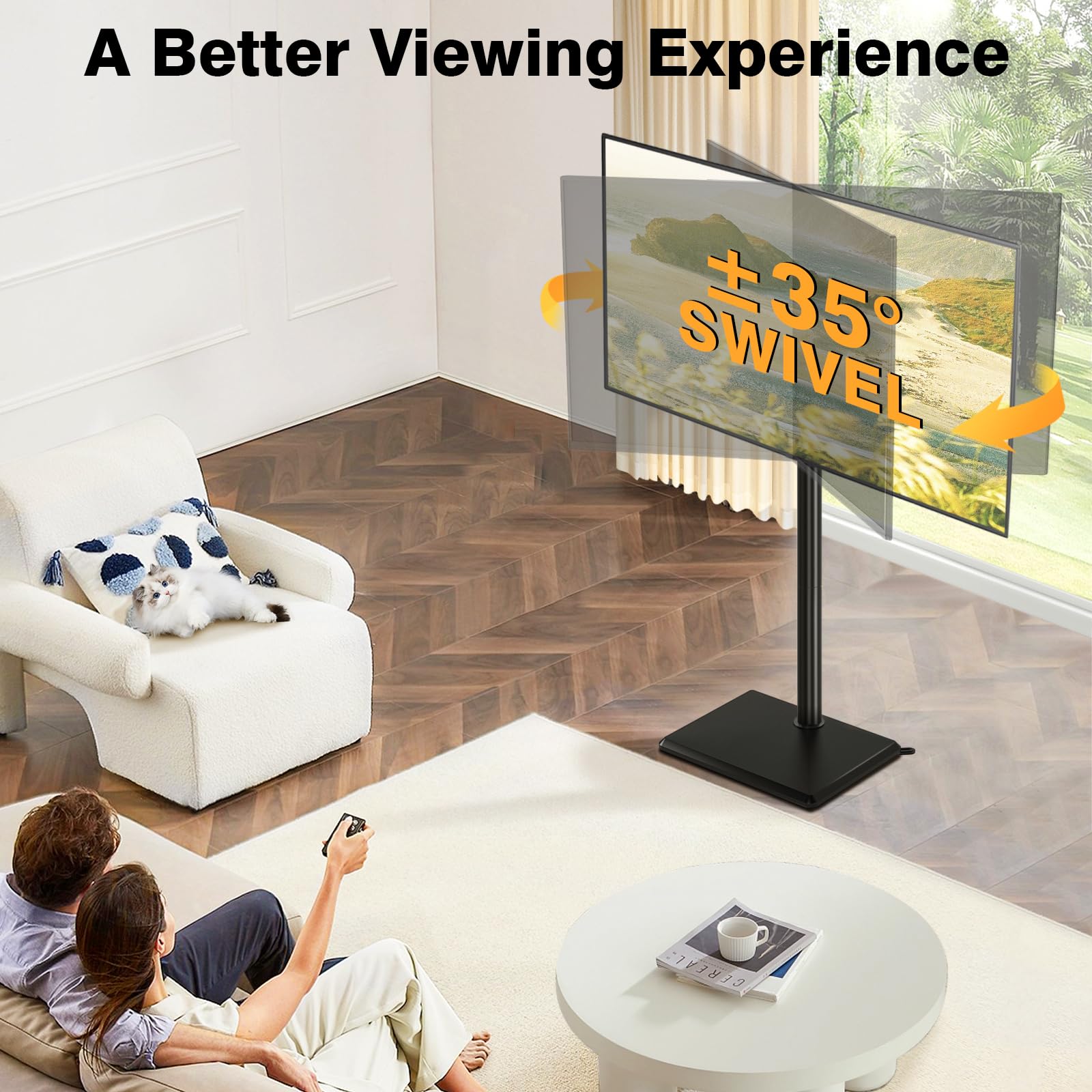 TVON solid wood base adds warmth and stability in living rooms and bedrooms