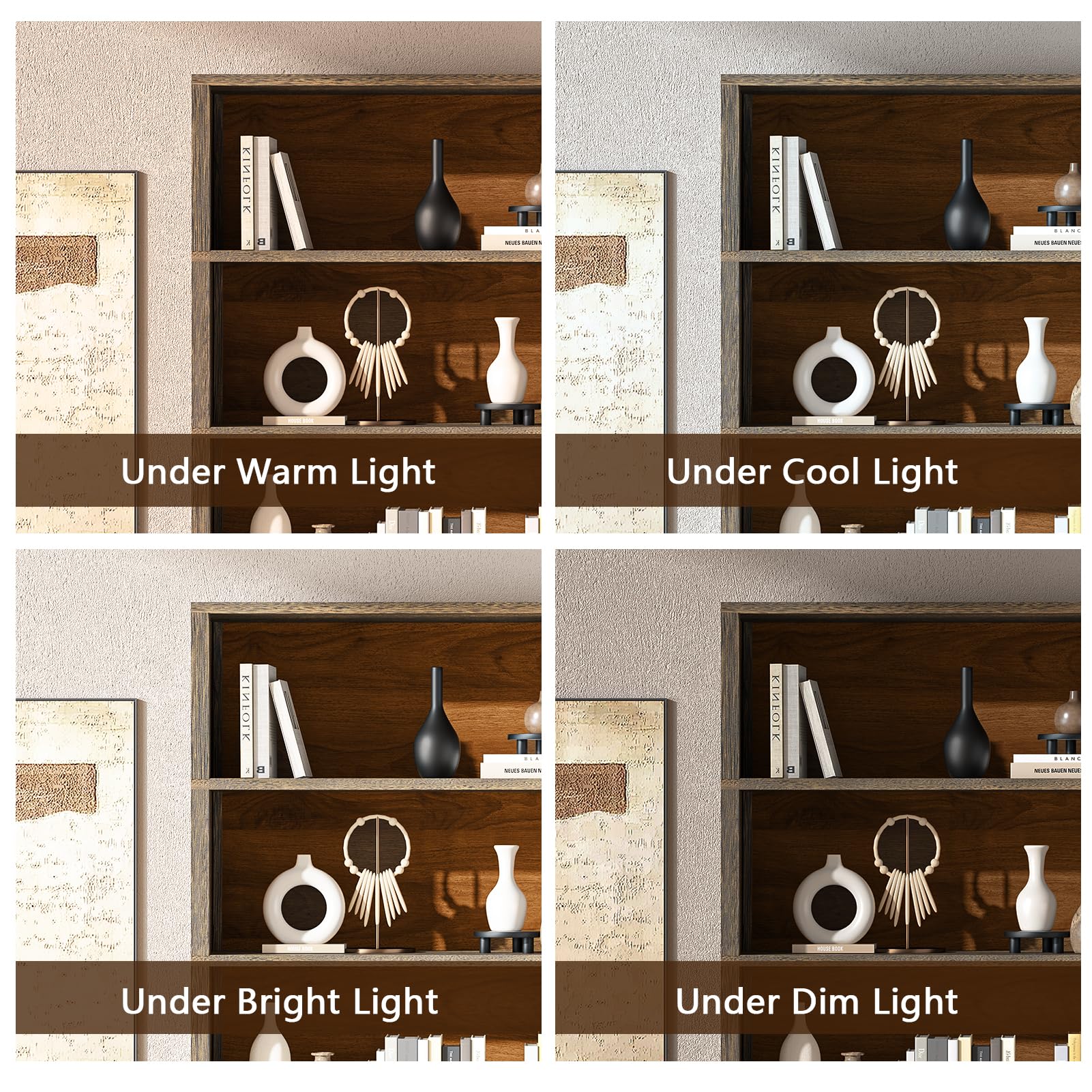 TVU walnut finish complements living rooms, studies, and home offices.