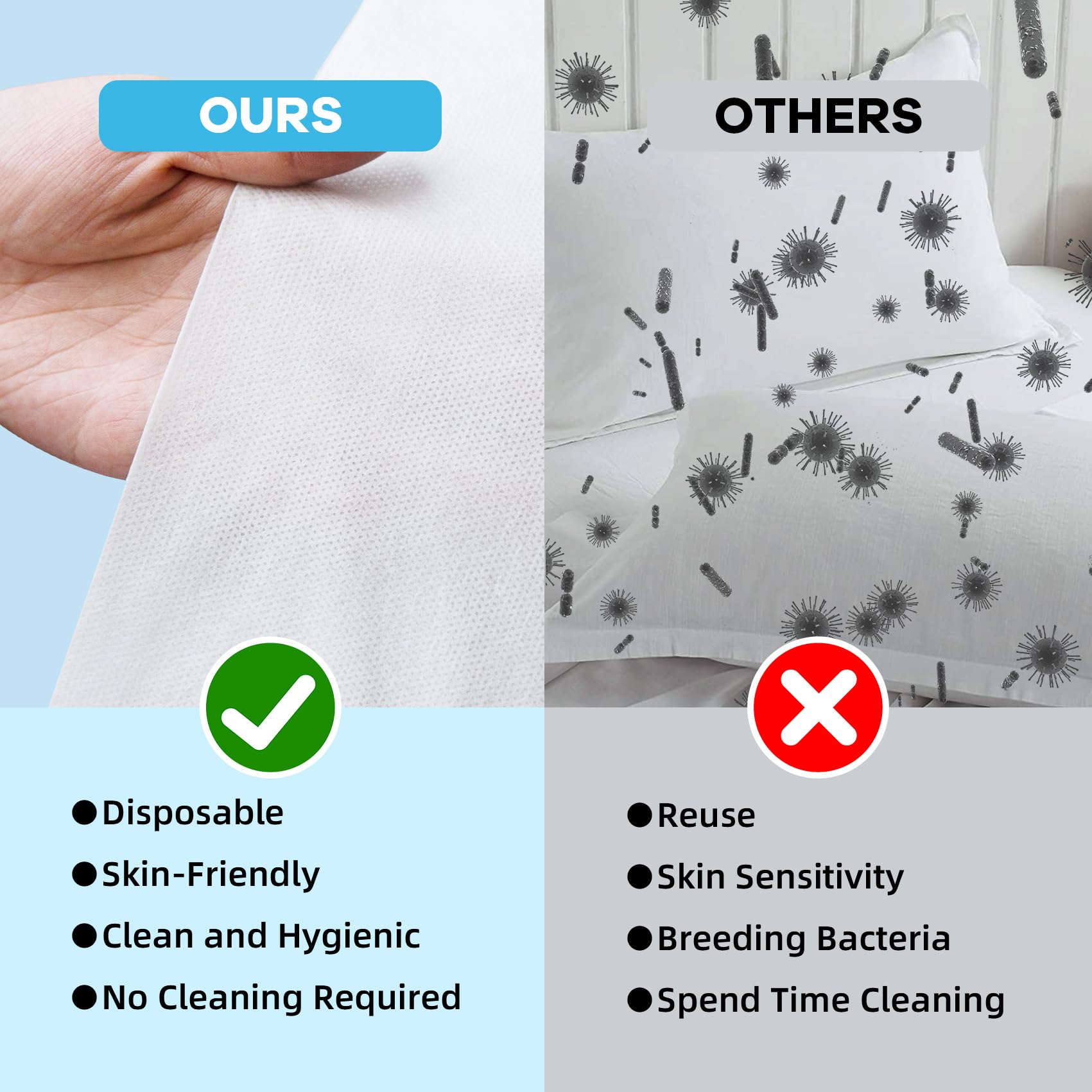 Tvvcalk pillowcase suited for hospitals, hotels, spas, tattoo studios.