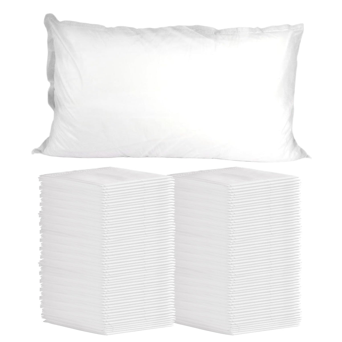 Tvvcalk disposable pillowcases, white and 21x30, soft non-woven fabric for hygienic hotel use.